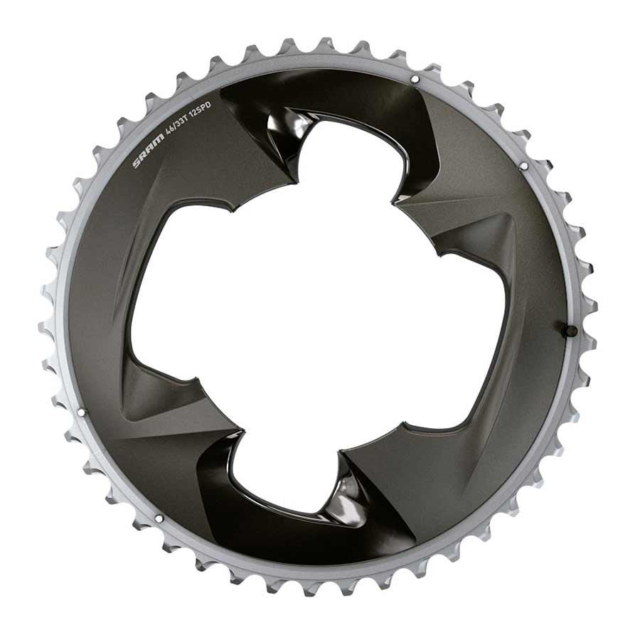 SRAM, Force AXS 2x, Chainring, Teeth: 46, Speed: 12, BCD: 107, Bolts: 4, Outer, Aluminum, Grey
