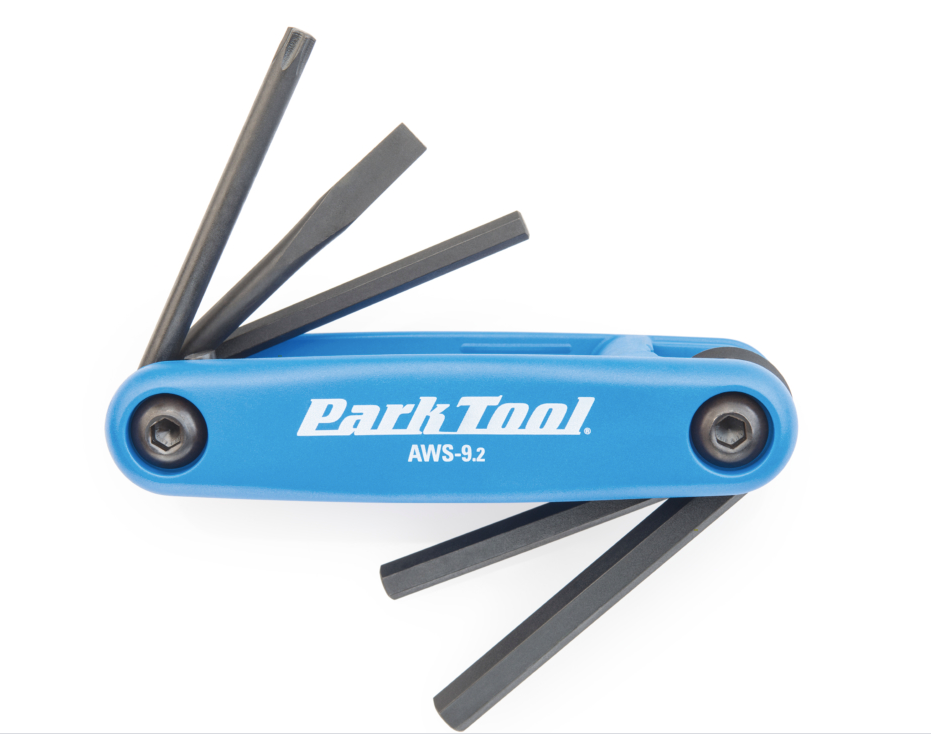 Park Tool, AWS-9.2, jeu de tournevis pliants / clé hexagonale, 4 mm, 5 mm, 6 mm, lame plate et T25