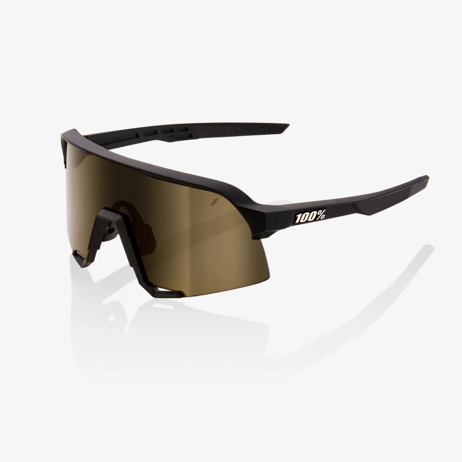 100% S3 Sunglasses, Soft Tact Black frame - Soft Gold Mirror lens